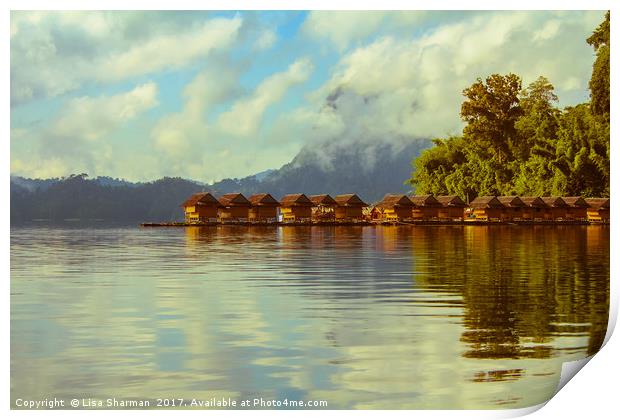 Floating village set on a lake in Khao Sok, Thaila Print by  
