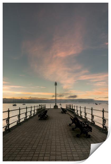 Sunrise at Banjo Pier in Swanage Print by Owen Vachell