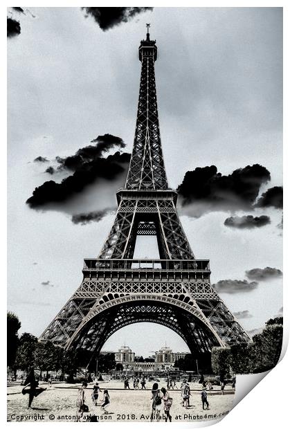 Paris Eiffel Tower Print by Antony Atkinson