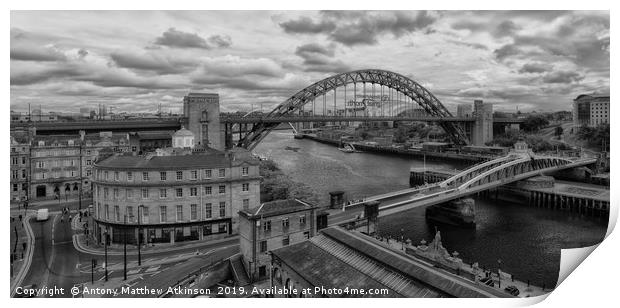Newcastle in Black and White Print by Antony Atkinson