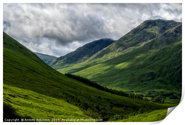 Glen Etive in Scotland Print by Antony Atkinson