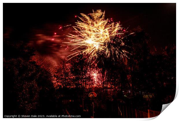 Night's Spectacular Firework Display Print by Steven Dale