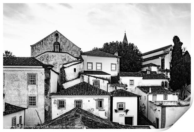 Óbidos Old Town Monochrome Print by Steven Dale
