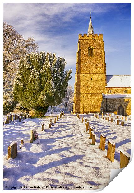 Wintry Serenity at Hethersett Church Print by Steven Dale