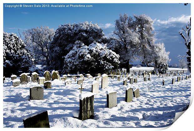 Winter's Touch on Hethersett Graveyard Print by Steven Dale