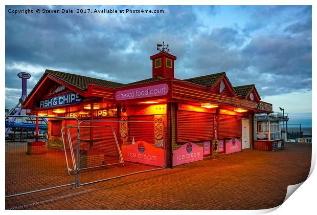 Clacton-on-Sea's Illuminated Nighttime Charm Print by Steven Dale