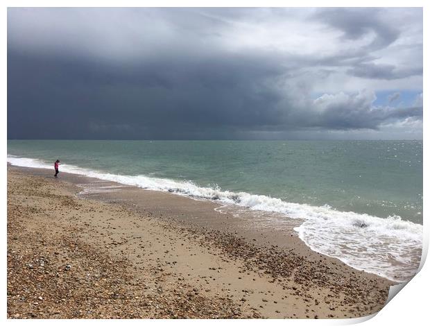 Hayling Island Storm Brewing Print by Tess Chalmers