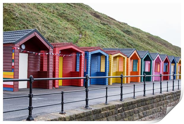 Beach Huts Print by Janet Mann