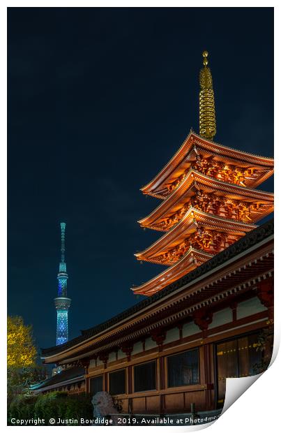 Senso-ji Pagoda & Skytree Print by Justin Bowdidge