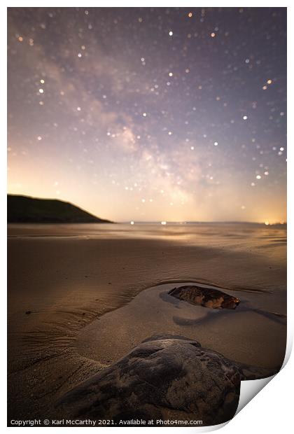 Beach Rocks under the Night Sky Print by Karl McCarthy