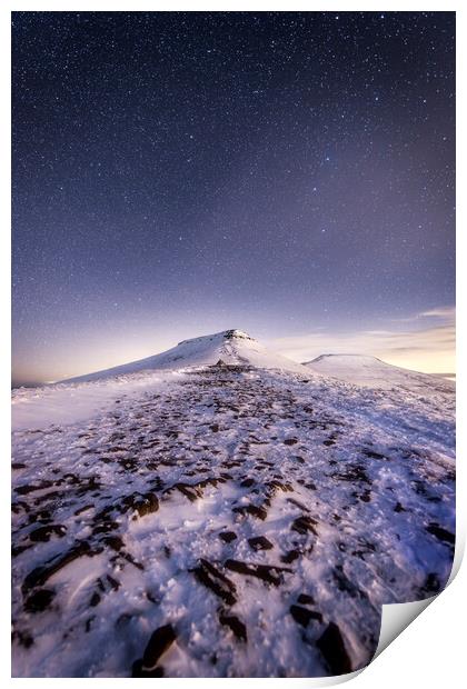 Snowy peaks of the Brecon Beacons Print by Karl McCarthy