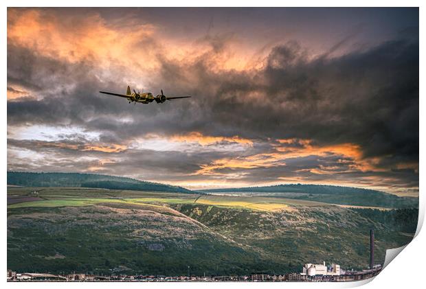 Bristol Blenheim over Swansea Bay Print by Karl McCarthy