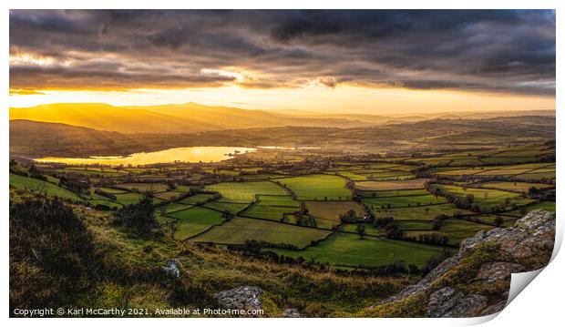Sunset over Llangorse Print by Karl McCarthy
