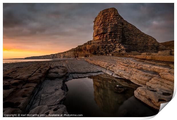 Nash Point Sunset Reflection Print by Karl McCarthy