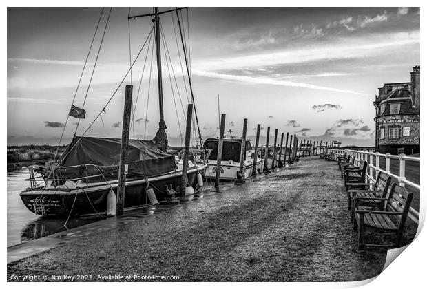 Blakeney Quay Norfolk Black and White  Print by Jim Key