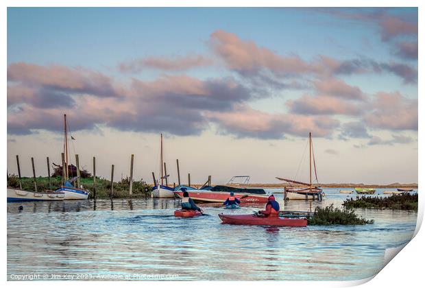 Blakeney Quay kayaking Norfolk  Print by Jim Key