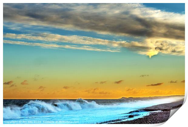 Winter Sunrise at Cley Beach Print by Jim Key