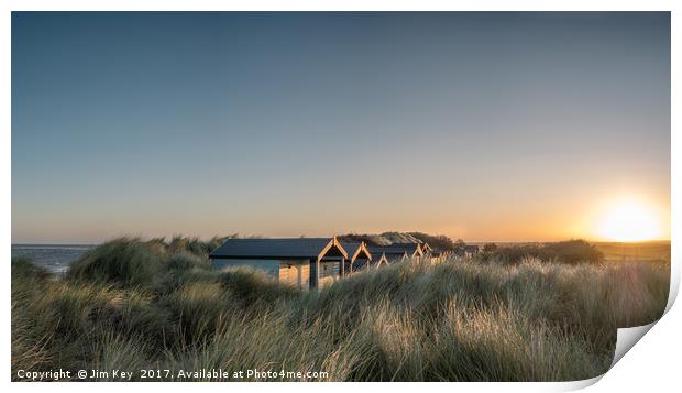 Brancaster Beach Huts Sunrise Norfolk Print by Jim Key