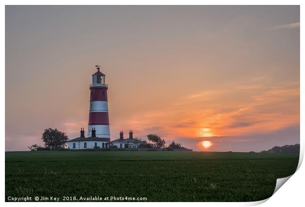 Happisburgh Lighthouse at Sunset  Print by Jim Key