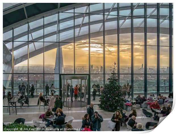 Christmas sunset at the Sky Garden Print by Jim Key