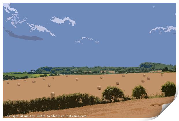 Hay Bales in Rural Norfolk Digital Art Print by Jim Key