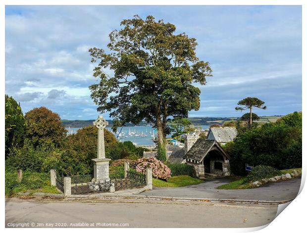 St Mylor Church - Mylor Churchtown  Print by Jim Key