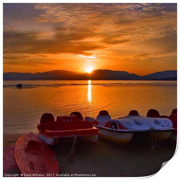 Pedalo's at Dawn Print by Dave Williams