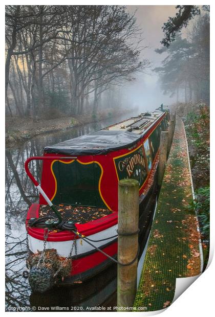 Foggy Morning on the Canal  Print by Dave Williams