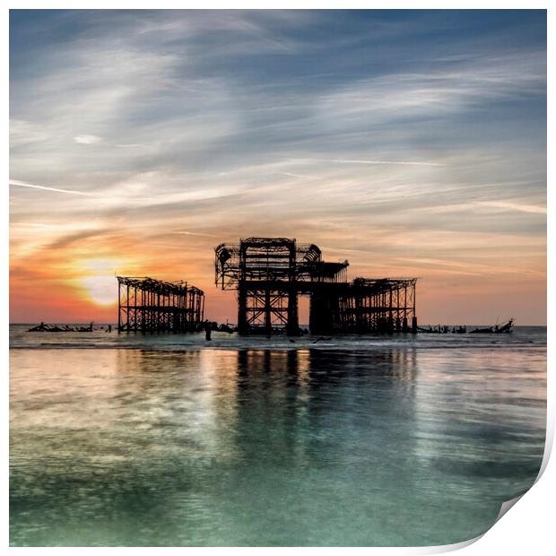 Sunrise after the West Pier Fire _ Brighton Print by Dave Williams