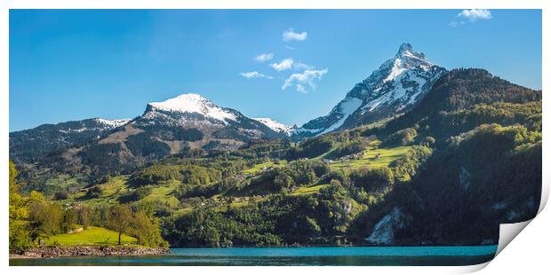 Mountain peaks in swiss Alps. Summer landscape in Switzerland Print by Daniela Simona Temneanu