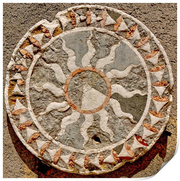 Round Roman wall decoration Print by Steve Painter