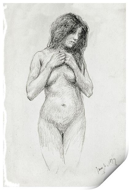 Naked woman standing pose Print by Steve Painter