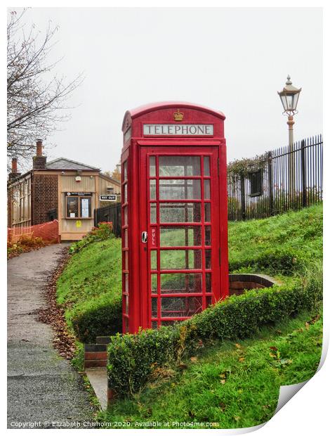 Red Telephone Box outside South Devon Railway Station Print by Elizabeth Chisholm