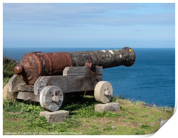Cannon at eperquerie common Print by Hazel Wright