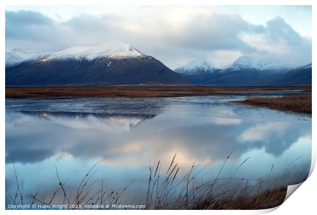 Mirror lake, near Hofn, Iceland Print by Hazel Wright