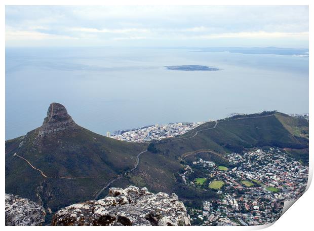 Cape Town from Table Mountain Print by Hazel Wright