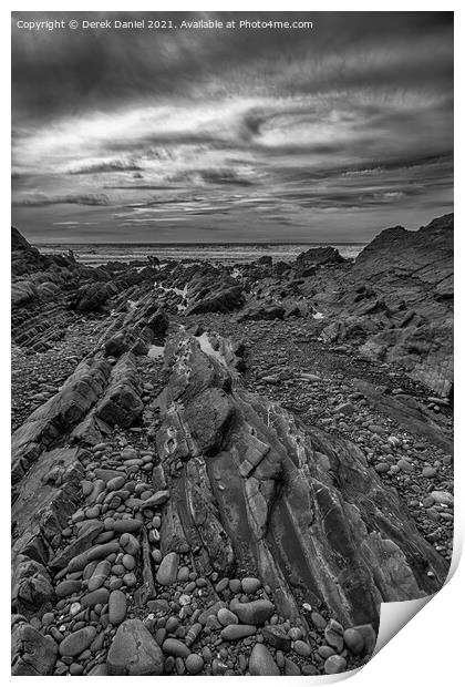 Sandymouth Beach (mono) Print by Derek Daniel