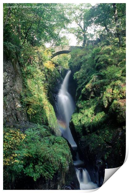 Majestic Waterfall in the Lake District Print by Derek Daniel