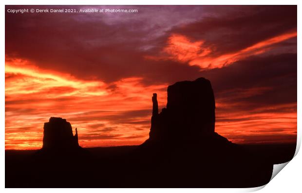 Sunrise Monument Valley, The Mittens Print by Derek Daniel