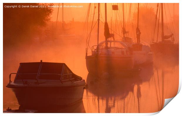 Misty Morning Along the Riverbank Print by Derek Daniel