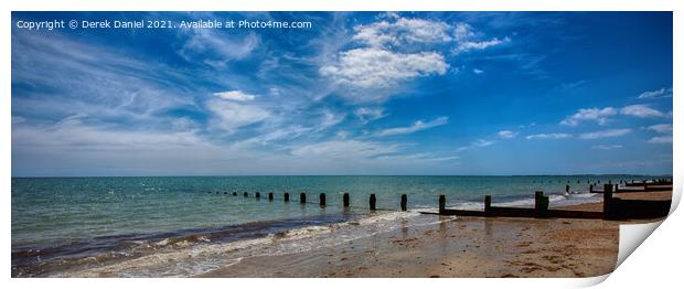 Strengthening the Beach Defences Print by Derek Daniel