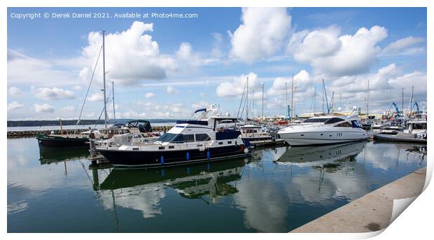 Boats at Poole Quay Print by Derek Daniel