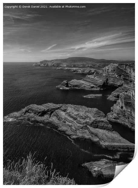 Kerry Cliffs #2, Ireland (mono) Print by Derek Daniel