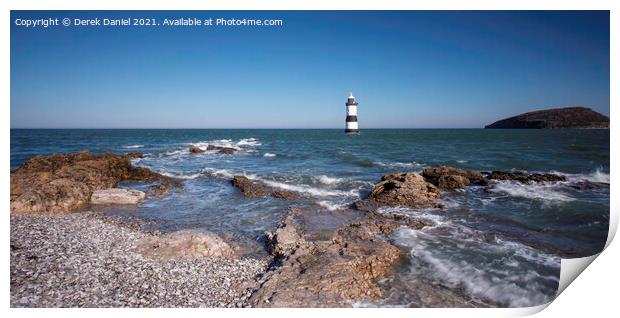 Trwyn Du Lighthouse Penmon Anglesey (panoramic) Print by Derek Daniel