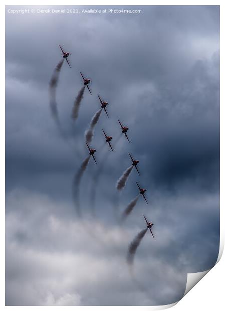 Thrilling Red Arrows Display over Bournemouth Print by Derek Daniel