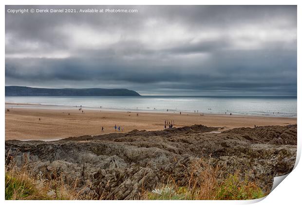 Golden Sands and Waves at Woolacombe Print by Derek Daniel