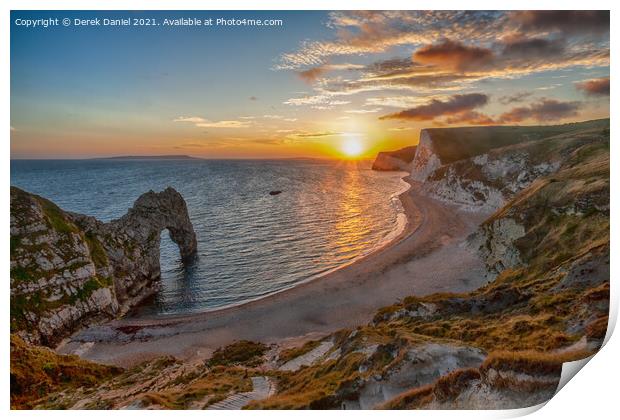 Durdle Dor Sunset, Dorset Print by Derek Daniel