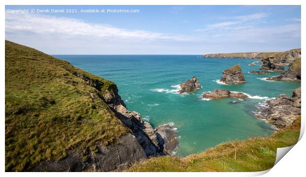 Bedruthan Steps, Cornwall Print by Derek Daniel