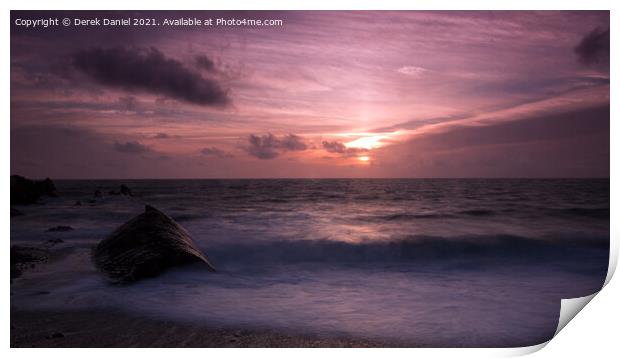 Whale Rock, Bude, Sunset Print by Derek Daniel