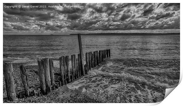 Lepe Beach, Beaulieu, Hampshire (mono) Print by Derek Daniel